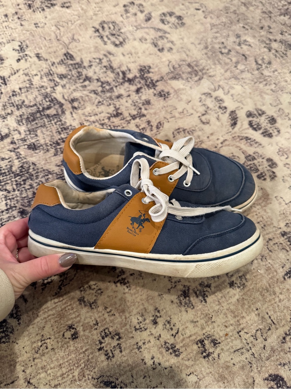 Beverly Hills Polo Club Navy and Tan Kids Lace-Up Sneakers